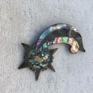Beto Vintage Sterling Silver abalone Pin Shooting Star